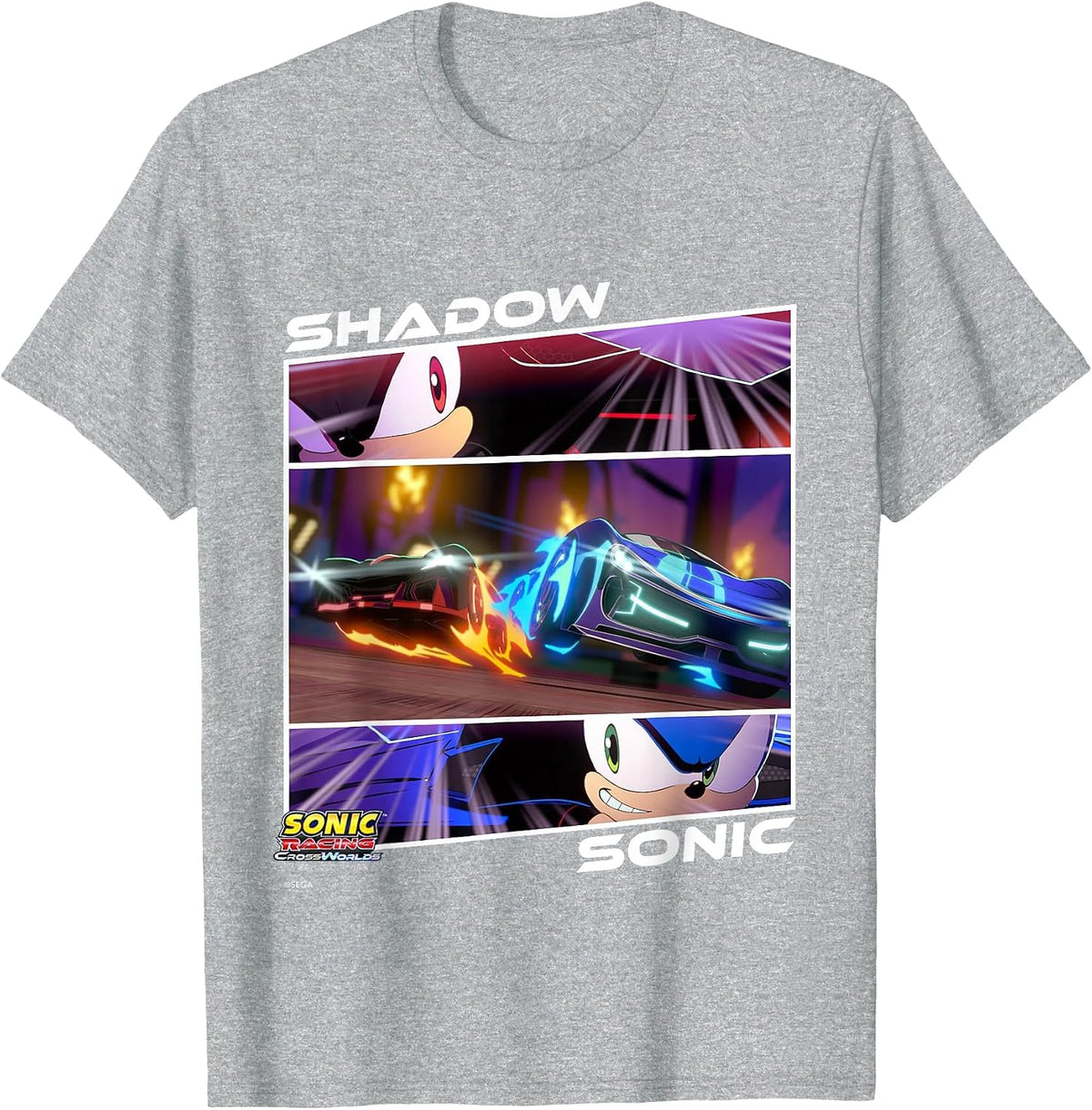 Sonic Racing CrossWorlds - Shadow Vs. Sonic, Head-to-Head T-Shirt - Heather Grey