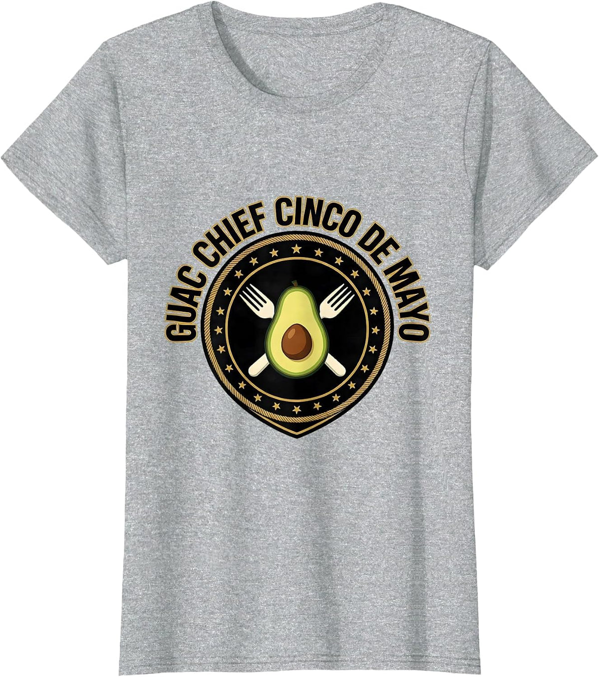 Guac Chief Cinco de Mayo Mexican Party Humor T-Shirt - Heather Grey