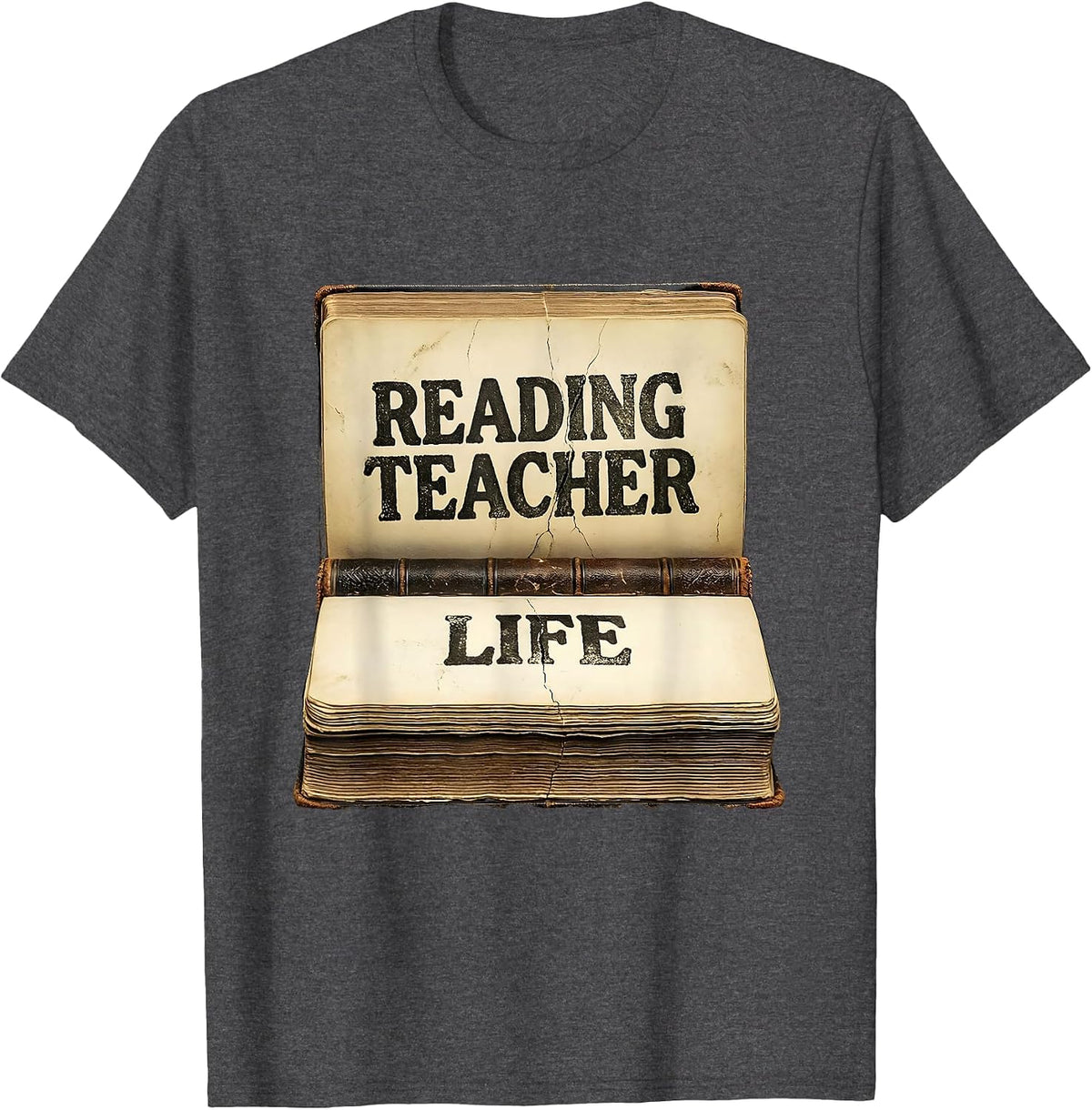 Reading Teacher Life Graphic Design T-Shirt - Dark Heather Grey