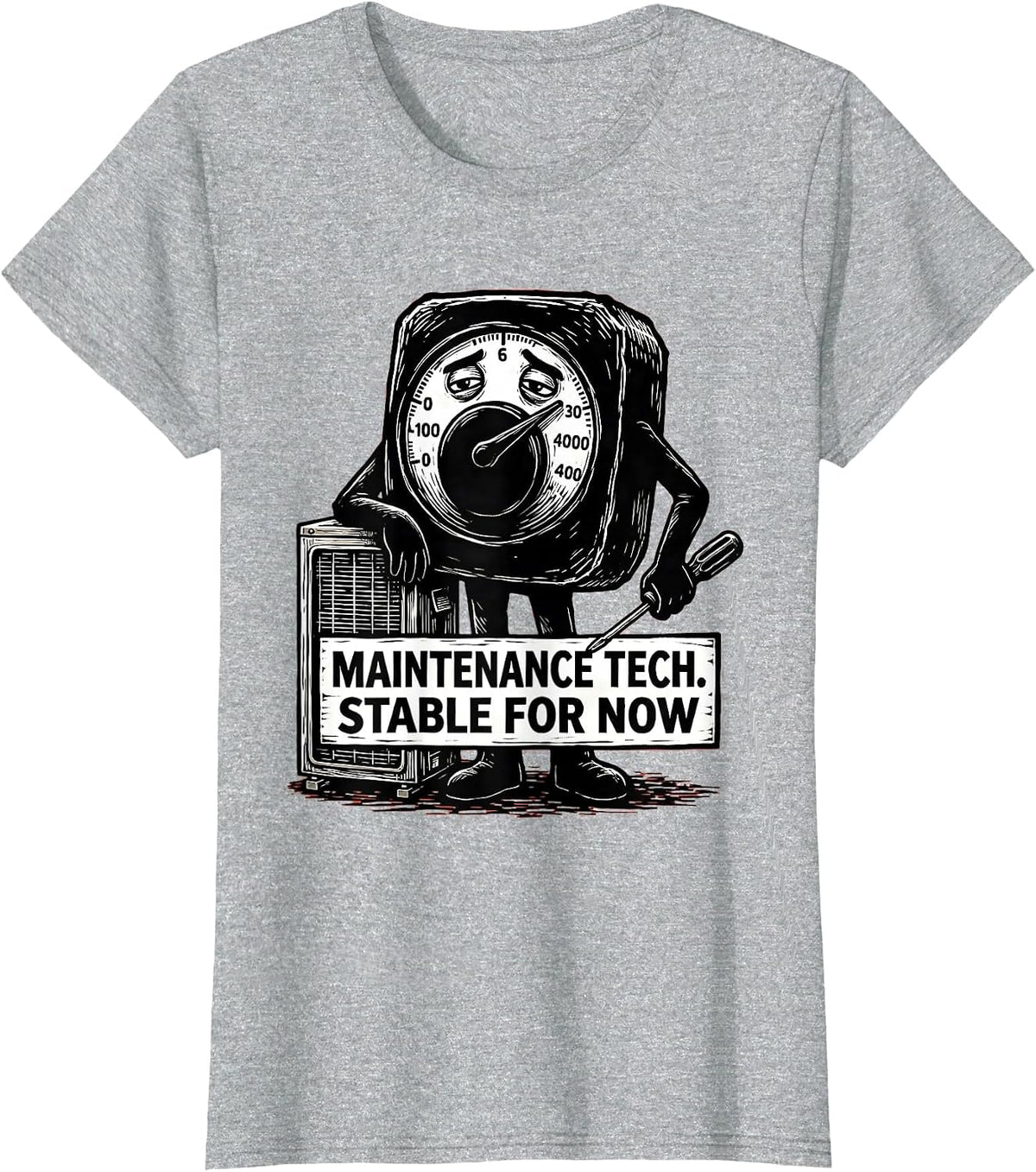 Women's Maintenance Tech Stable For Now Funny Maintenance Technician T-Shirt - Heather Grey