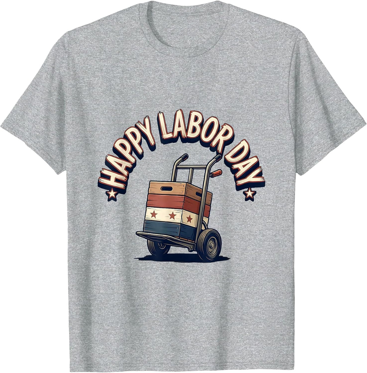 Men's Happy Labor Day Patriotic Union Pride Sign Painter Style T-Shirt - Heather Grey