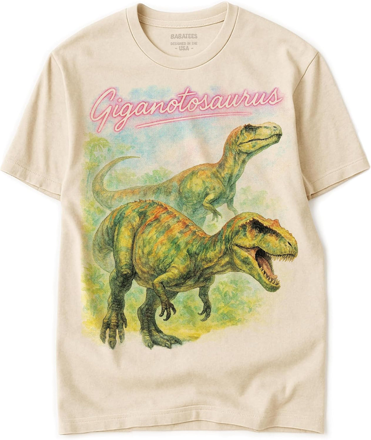 Dinosaur Tshirt for Men & Women - 100% Natural, Raw & Undyed Heavyweight Cotton - Giganotosaurus