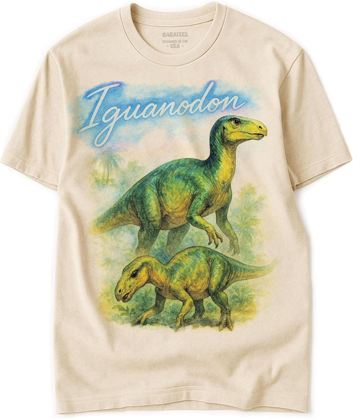 Dinosaur Tshirt for Men & Women - 100% Natural, Raw & Undyed Heavyweight Cotton - Iguanodon