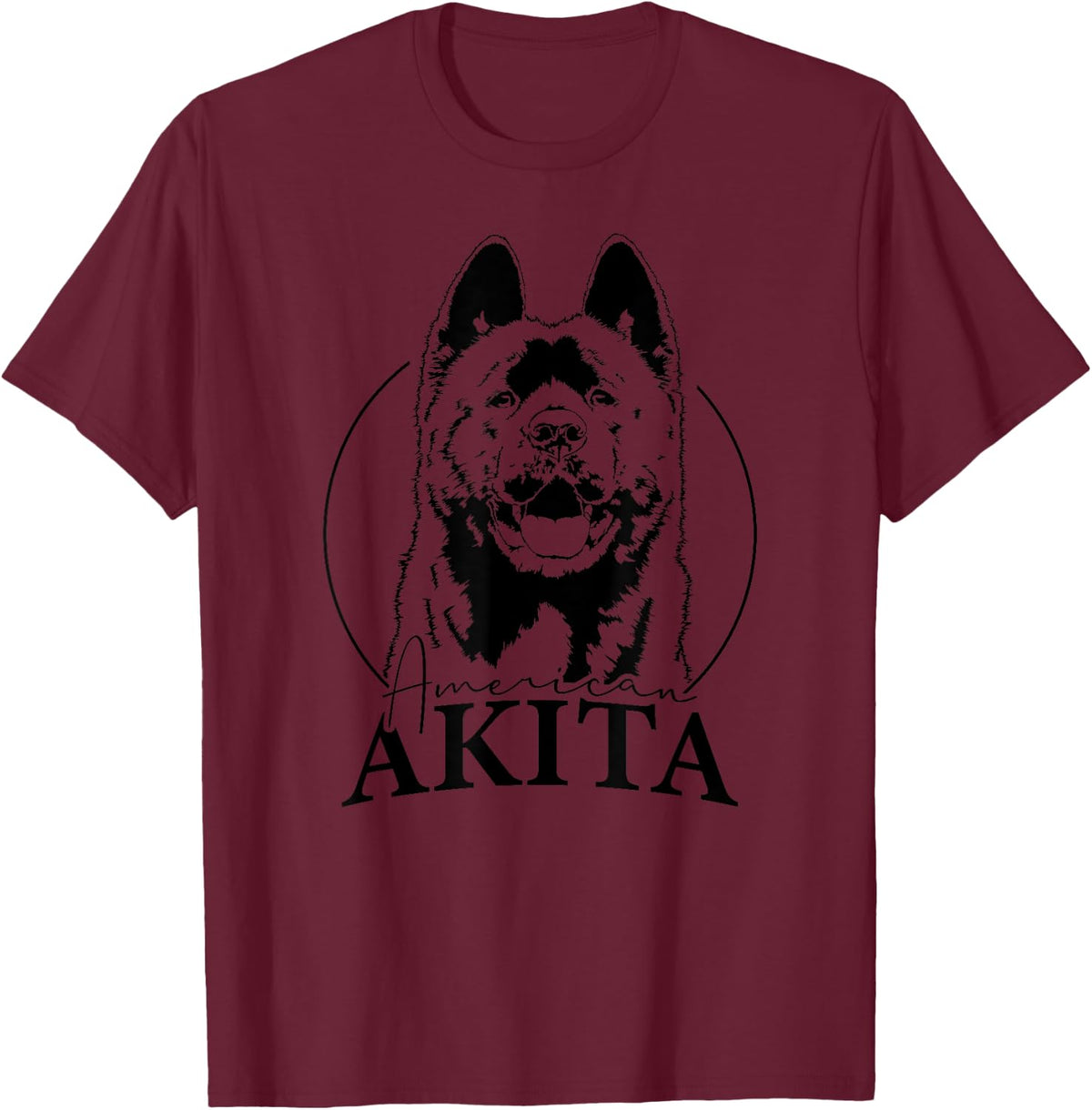 Funny Proud American Akita dog portrait gift present dog T-Shirt - Burgundy