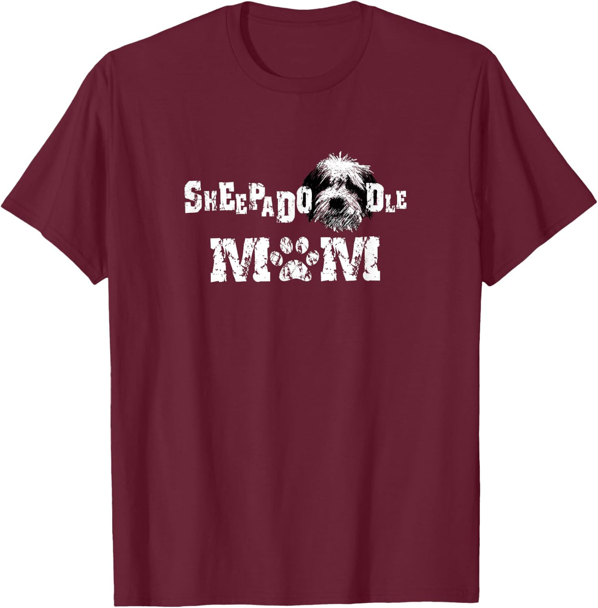Doodle Dog Sheepadoodle Mom TShirt Men Women Kids T-Shirt - Burgundy
