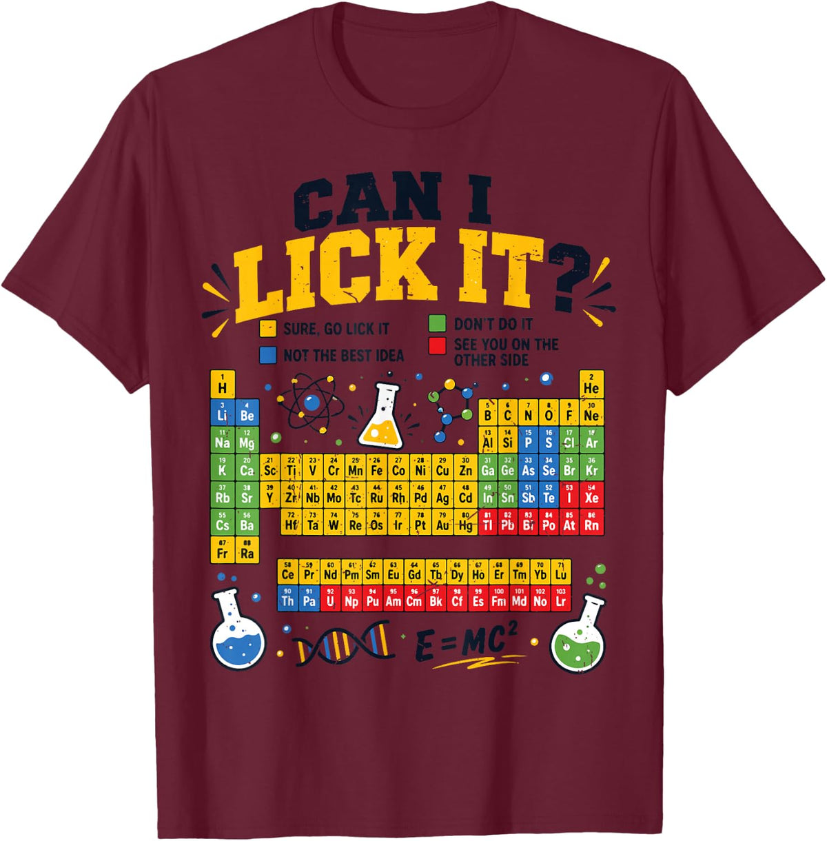 Youth Can I Lick It Periodic Table Funny Chemistry Pun Women T-Shirt - Burgundy