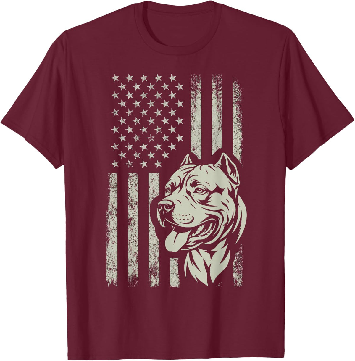 Patriotic American Bully Pitbull 4th of July Ambully Pitbull T-Shirt - Burgundy