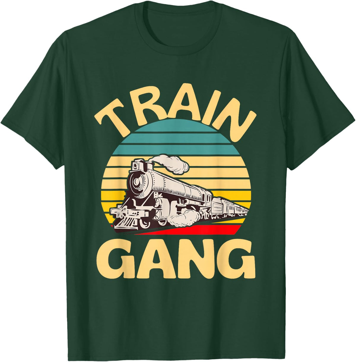 Train Gang Railway Train Lover Locomotive Fun T-Shirt - Dark Green
