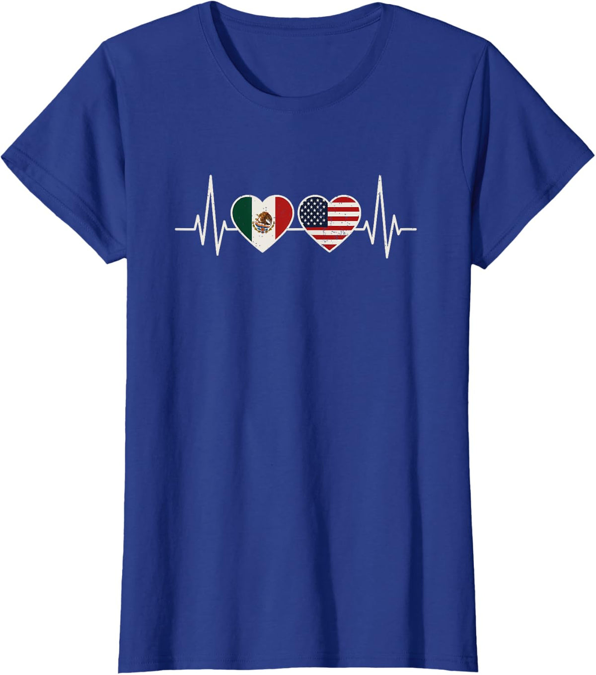 Half American Flag Mexican Flag Roots Mexico Men Women T-Shirt - Royal Blue