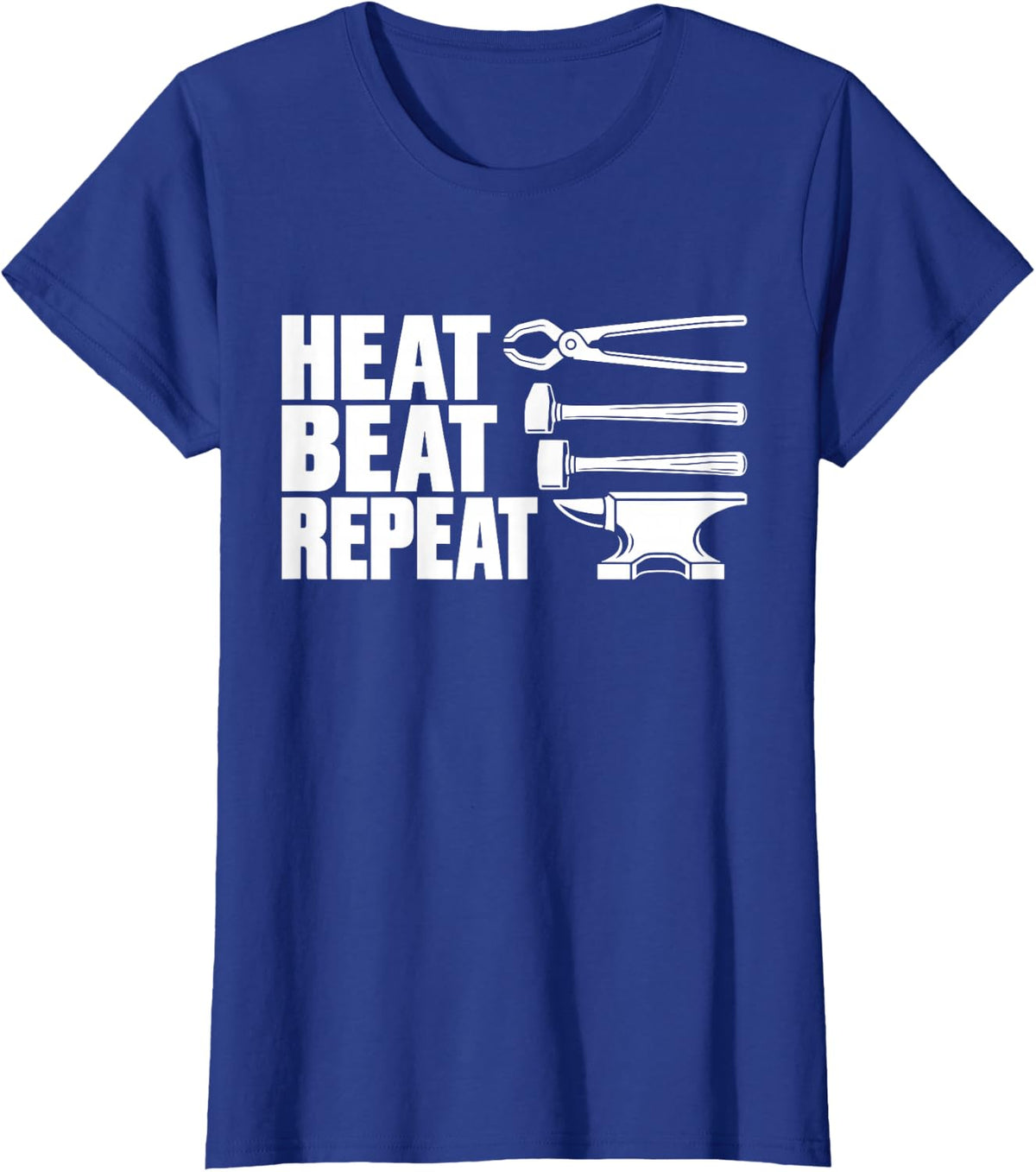 Heat Beat Repeat Blacksmith Forging Anvil Metalwork T-Shirt - Royal Blue