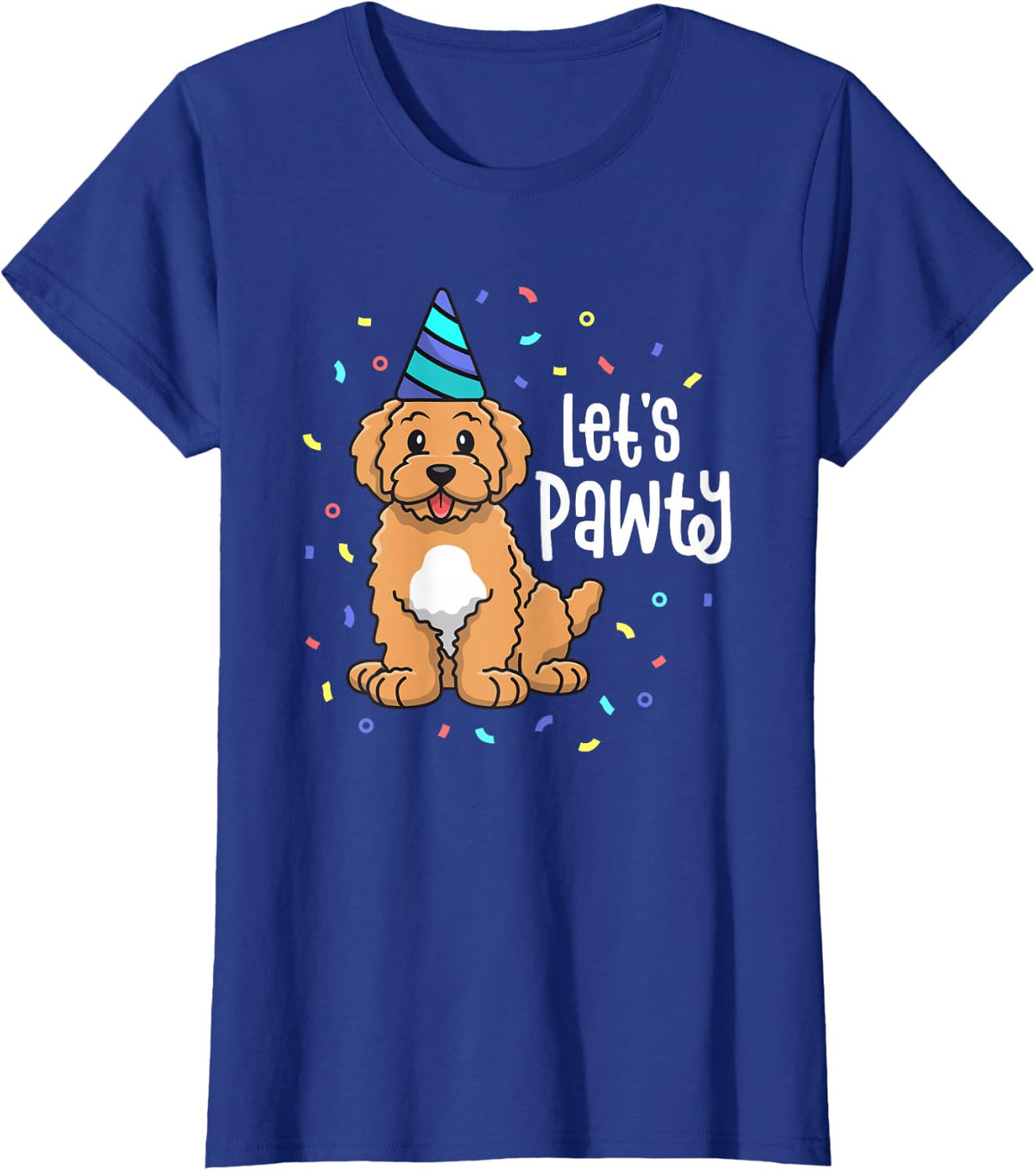 Lets Pawty Goldendoodle Dog Themed Birthday Party Outfit T-Shirt Small - Royal Blue