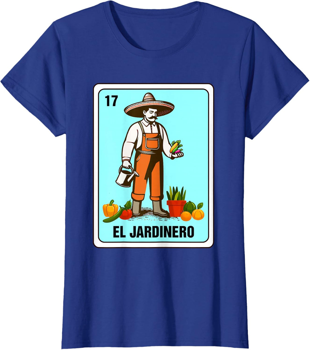 Mexican Slang The Gardener El Jardinero Mexican Bingo Card T-Shirt - Royal Blue