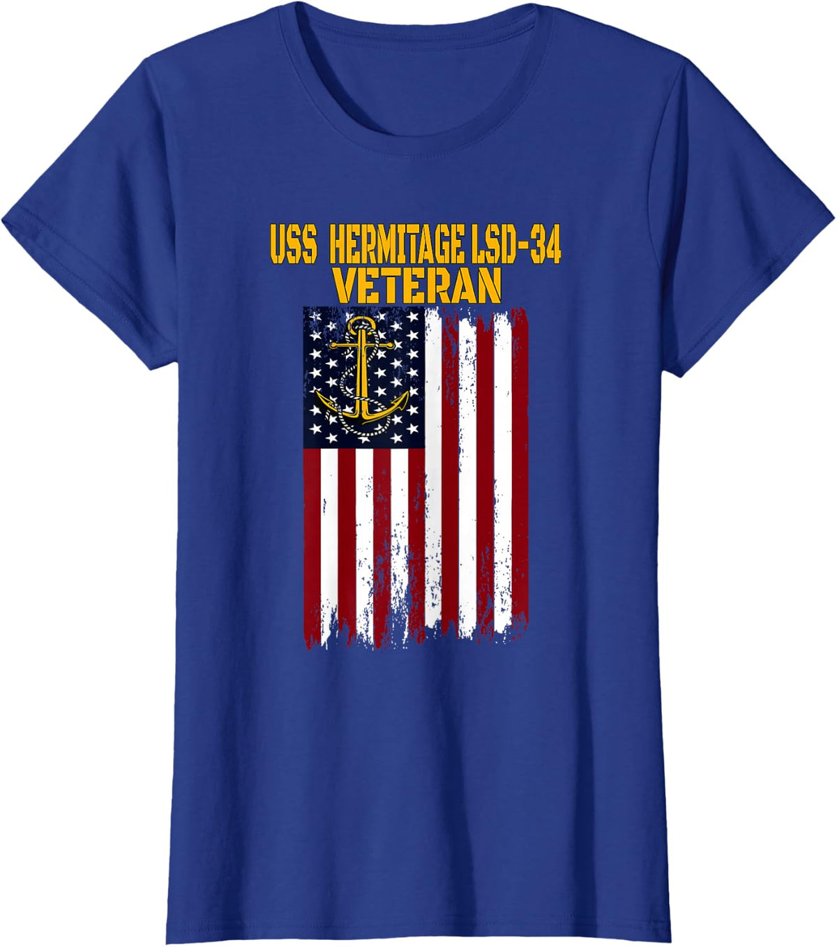 USS Hermitage LSD-34 Dock Landing Ship Veteran Father's Day T-Shirt - Royal Blue
