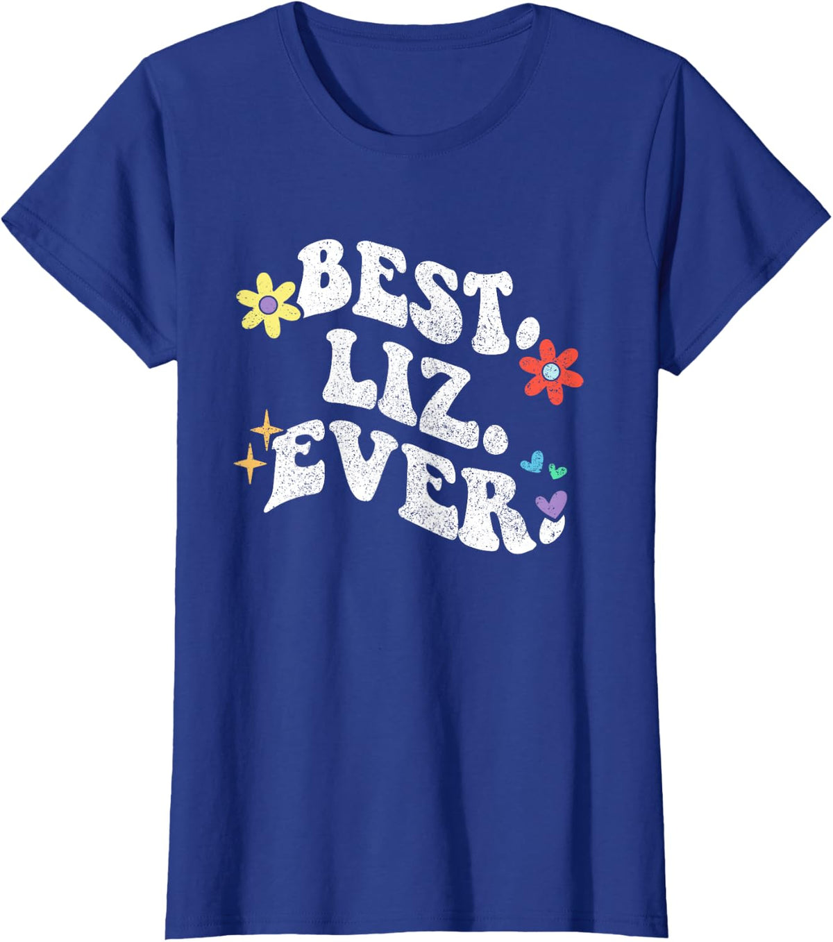 Retro Groovy Best LIZ Ever First Name Mother's Day Girl T-Shirt - Royal Blue