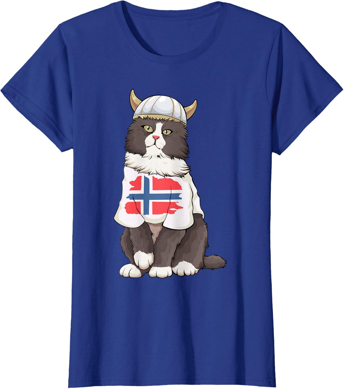 Norwegian Forest Cat Norway Flag Viking Cat Scandinavian T-Shirt - Royal Blue