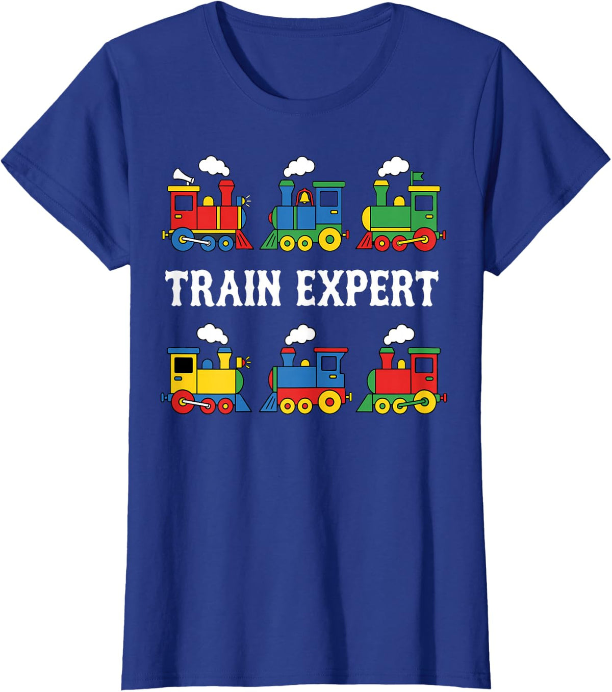 Train Expert Colorful Toy Trains Railroad Locomotive T-Shirt - Royal Blue