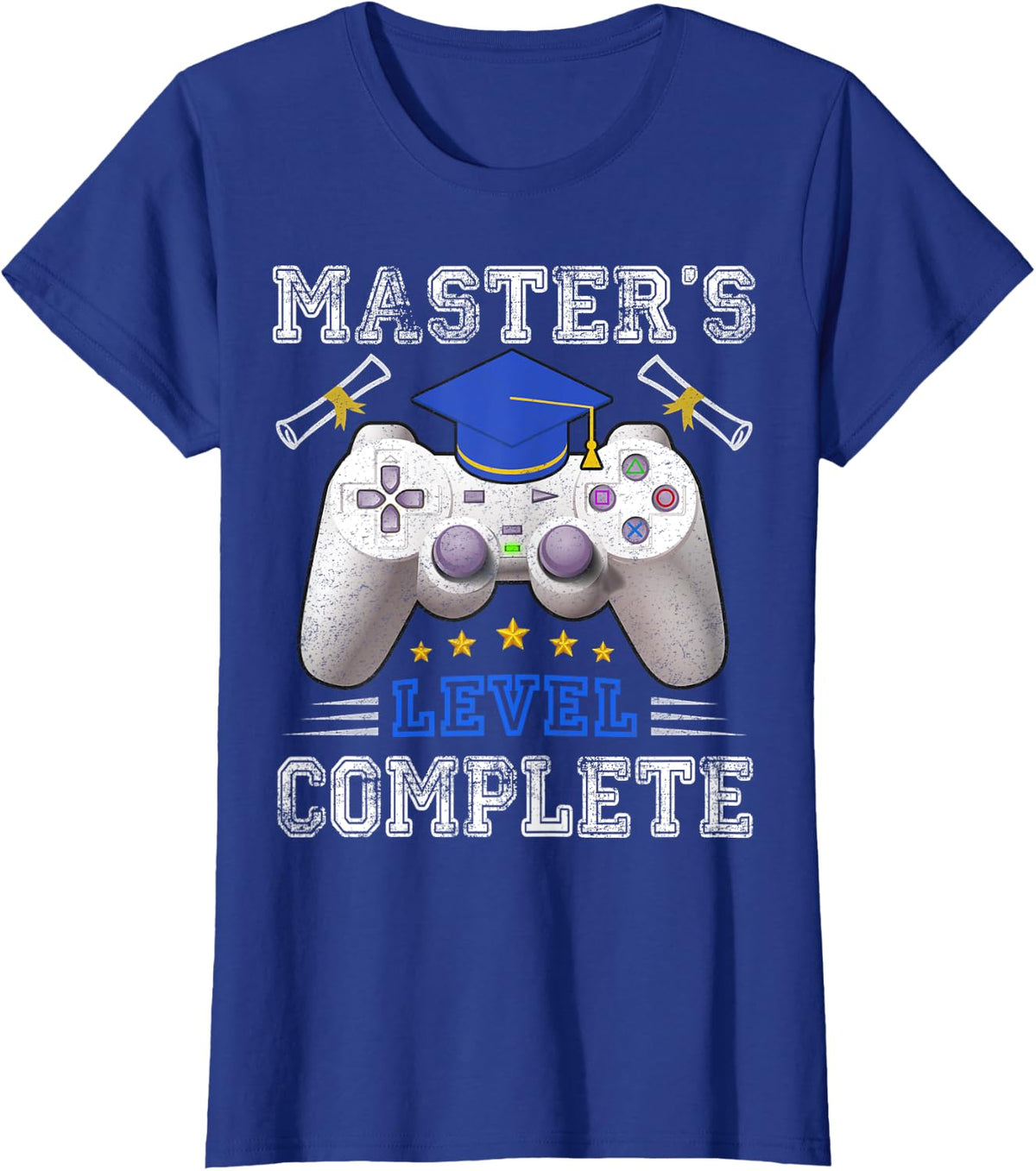Master's Level Complete Video Gamer Graduation 2025 Gamer T-Shirt - Royal Blue