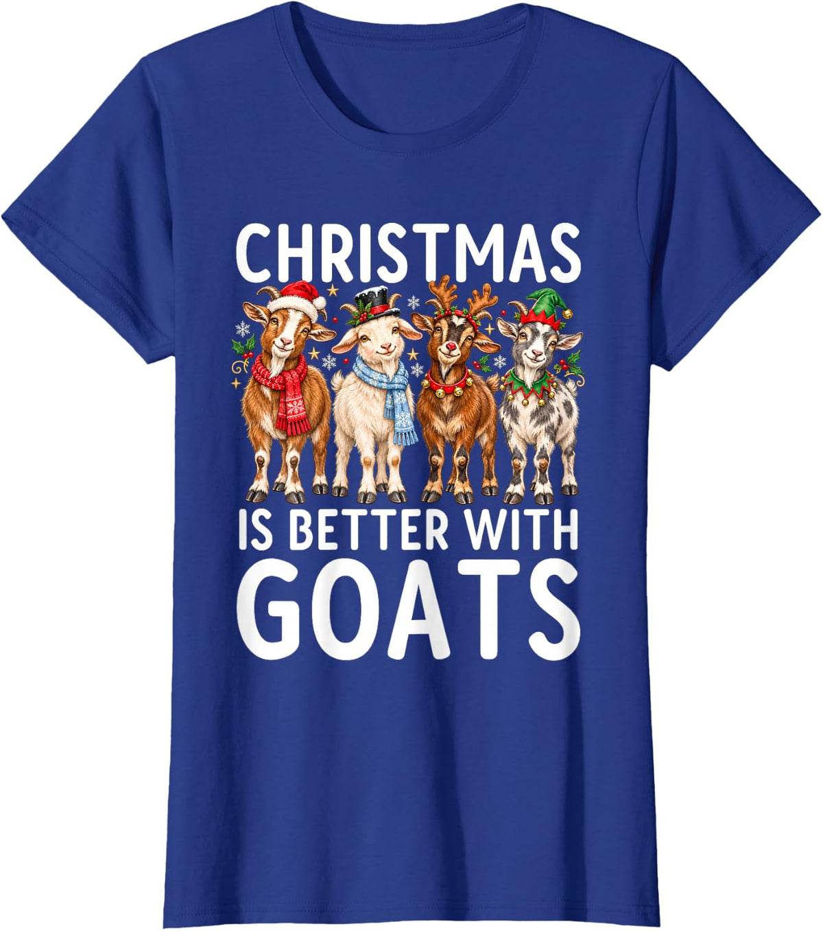 Christmas is Better with Goats Funny Goat T-Shirt - Royal Blue