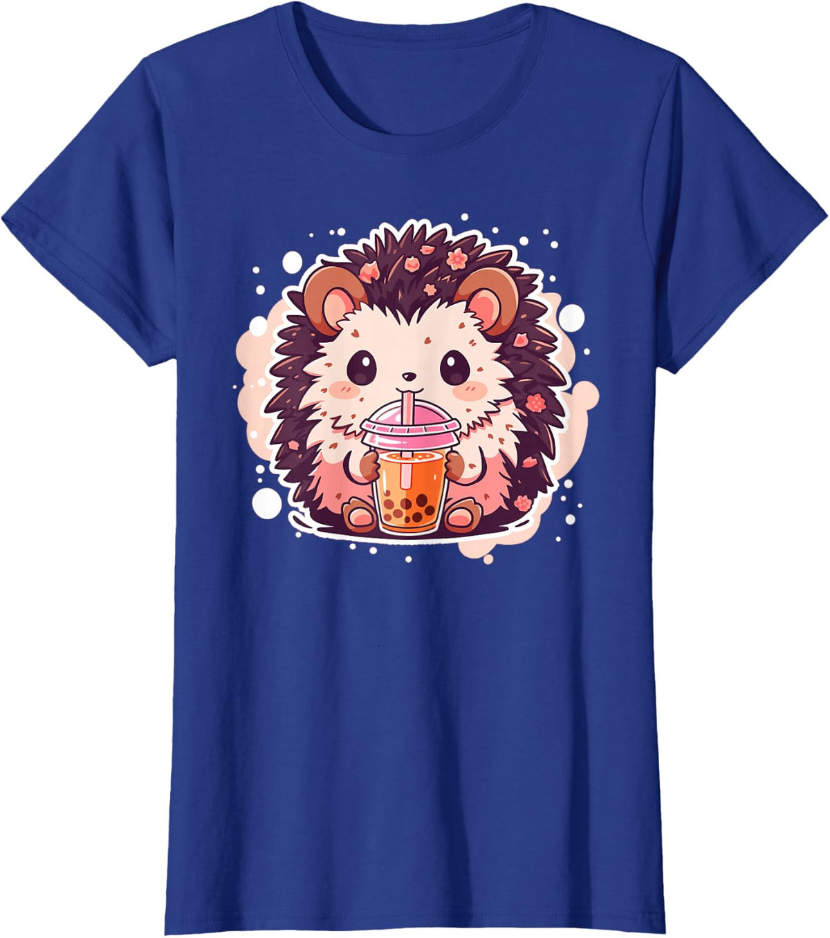 Kawaii Hedgehog drinks Bubble Tea Hedgehogs Boba T-Shirt - Royal Blue