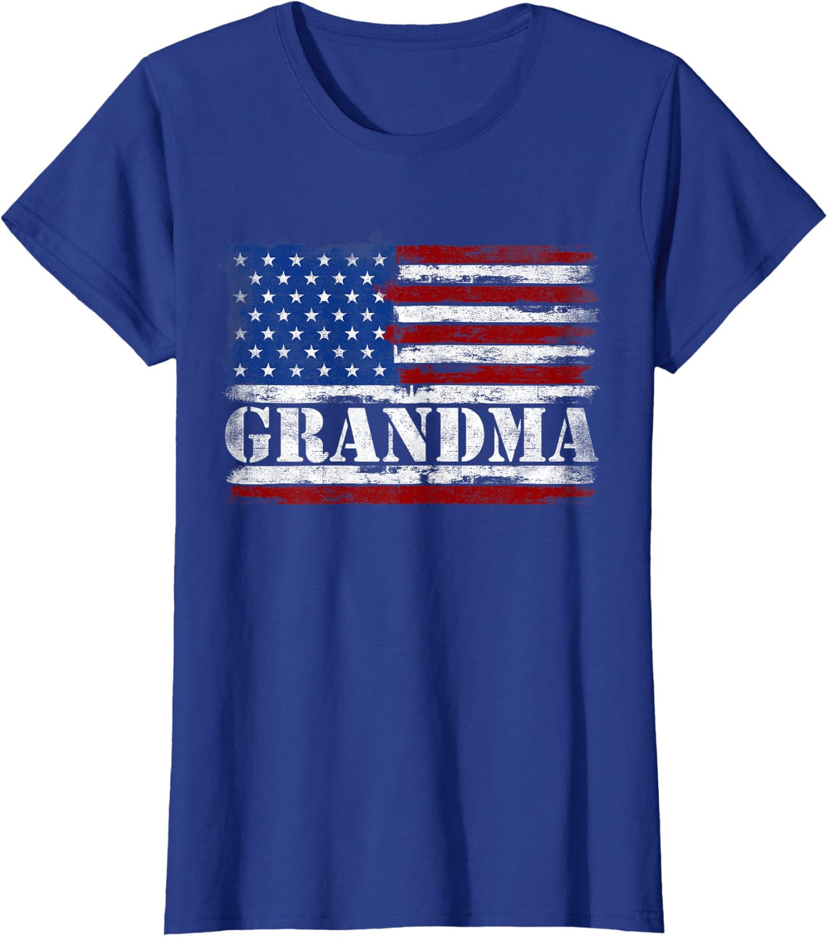Vintage Grandma Bold Text USA Flag Mothers Day T-Shirt - Royal Blue