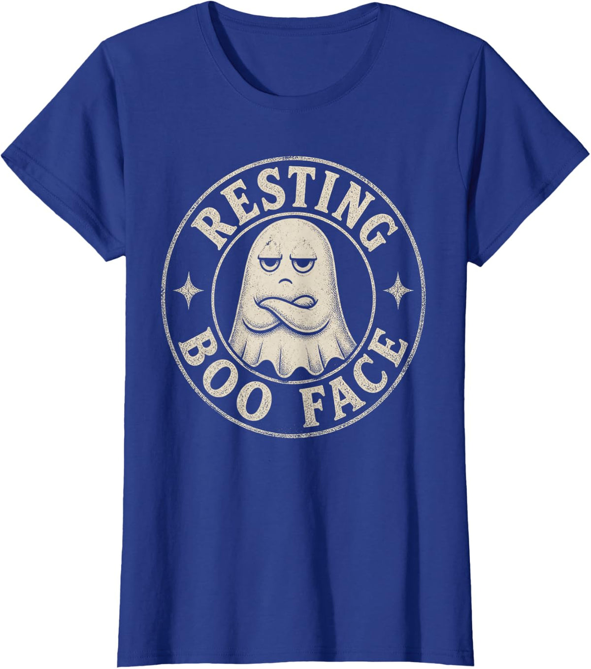 Halloween Ghost Resting Boo Face Funny Halloween T-Shirt - Royal Blue