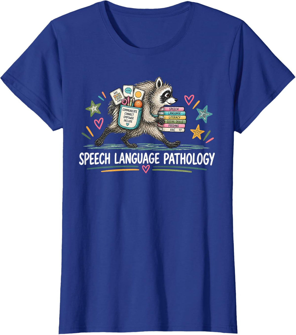 Jimothy Raccoon Speech Language Pathologist SLP Therapist T-Shirt - Royal Blue