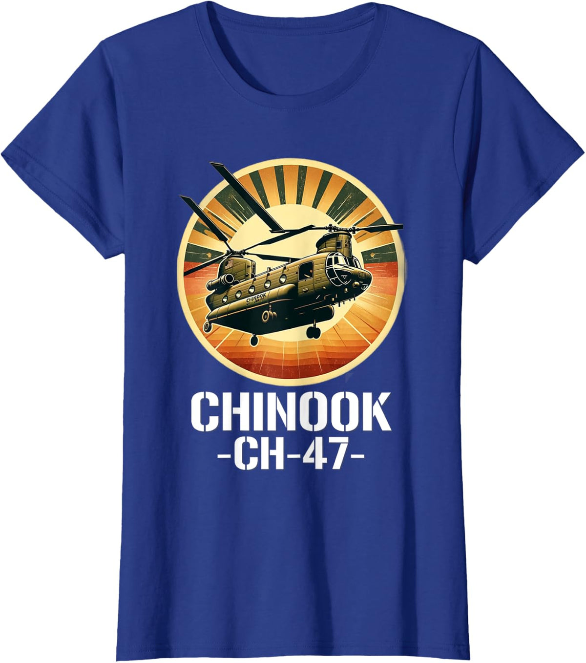 Vintage CH-47 Chinook Military Helicopter T-Shirt - Royal Blue