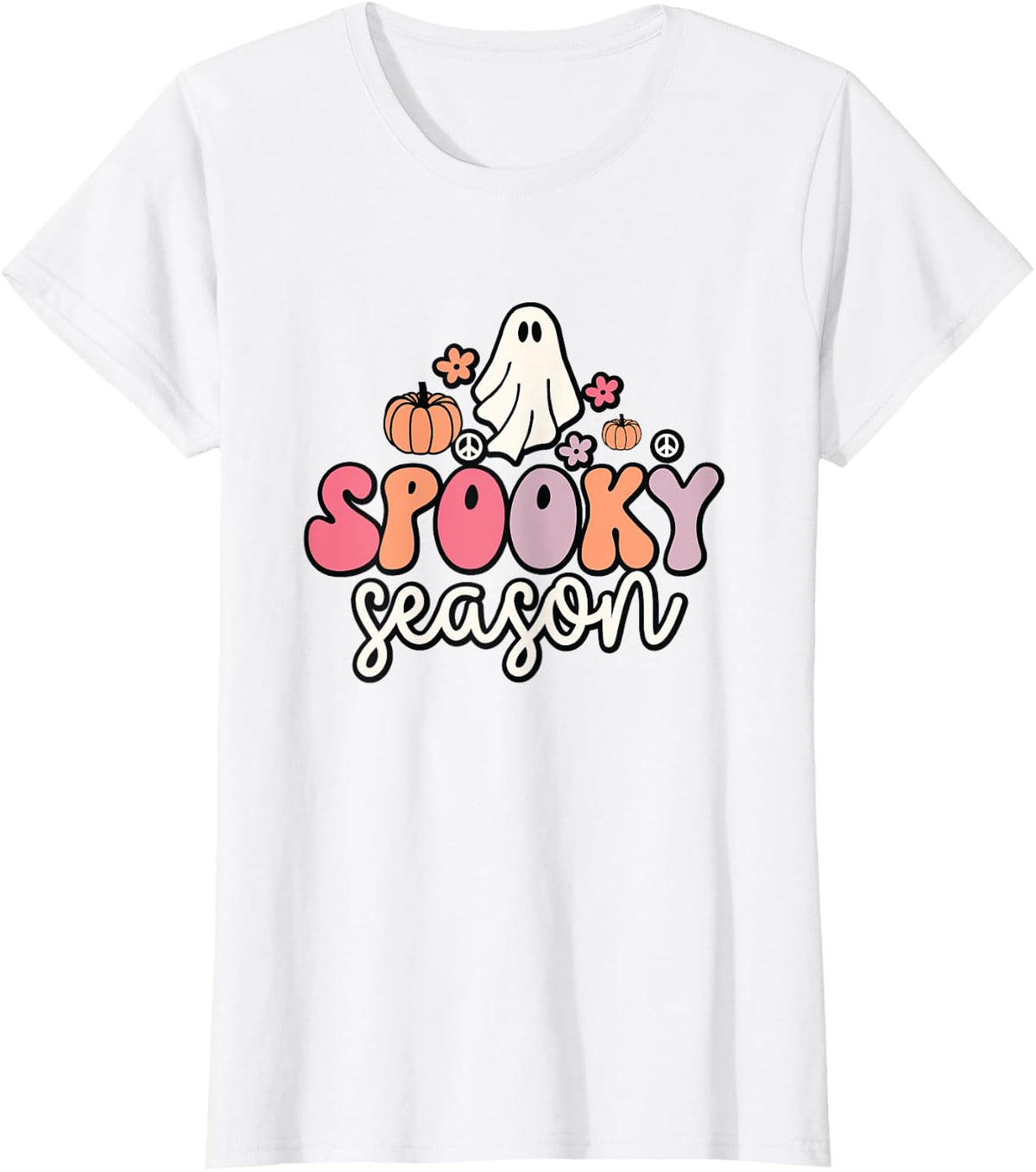 Groovy Ghost Spooky Season T-Shirt - White