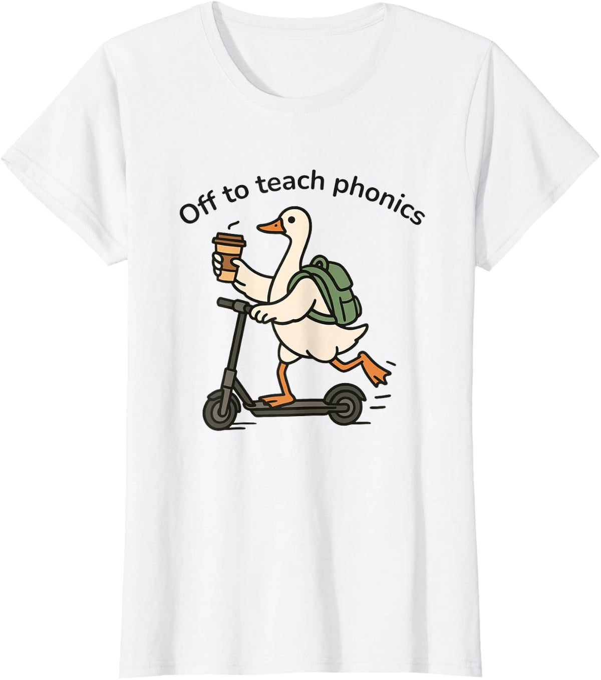 Off to Teach Phonics Cute Silly Goose Funny Reading Teacher Tee T-Shirt - White