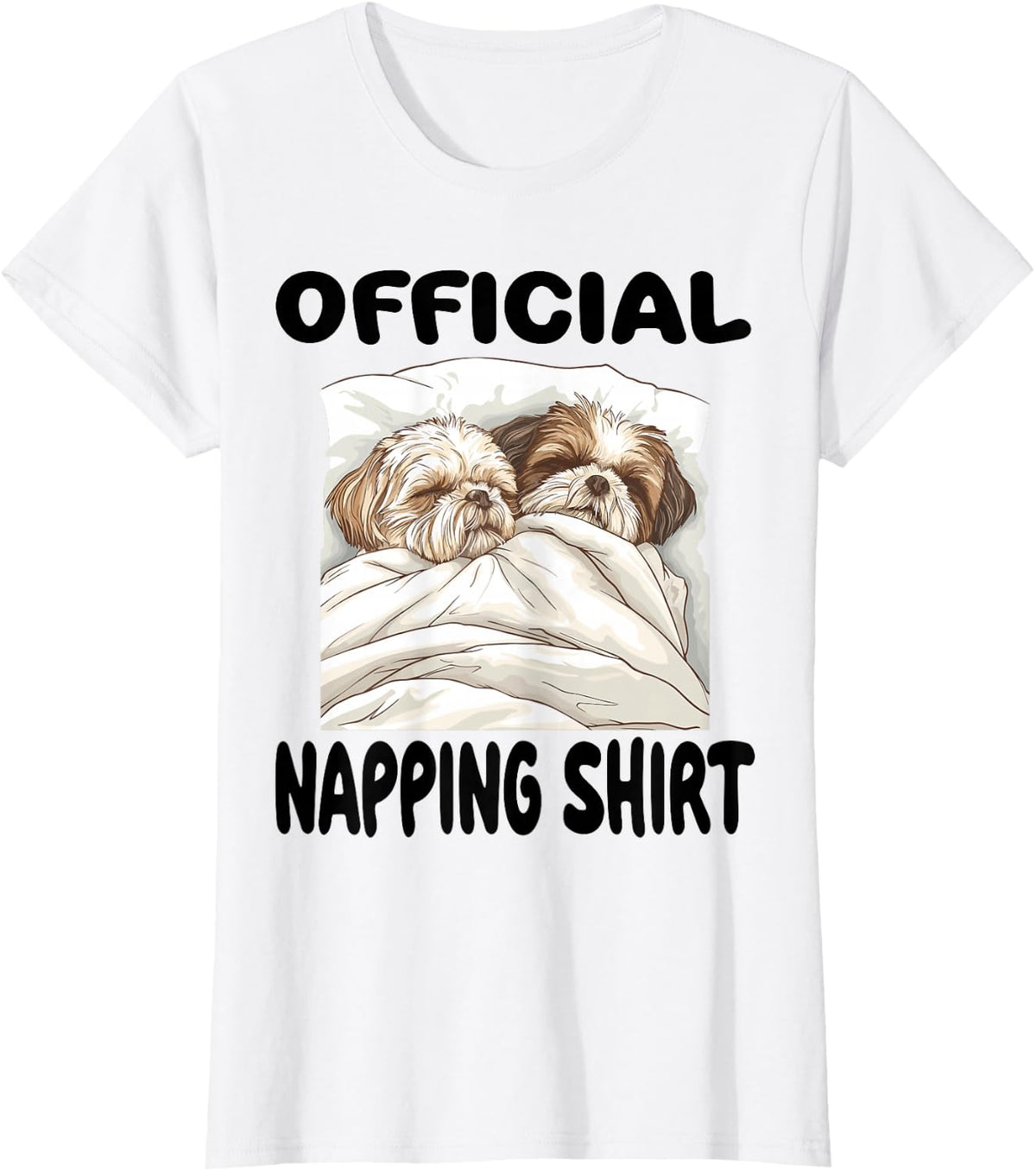 Shih Tzu Dog Official Napping shirt Pajamas Nightgown T-Shirt - White