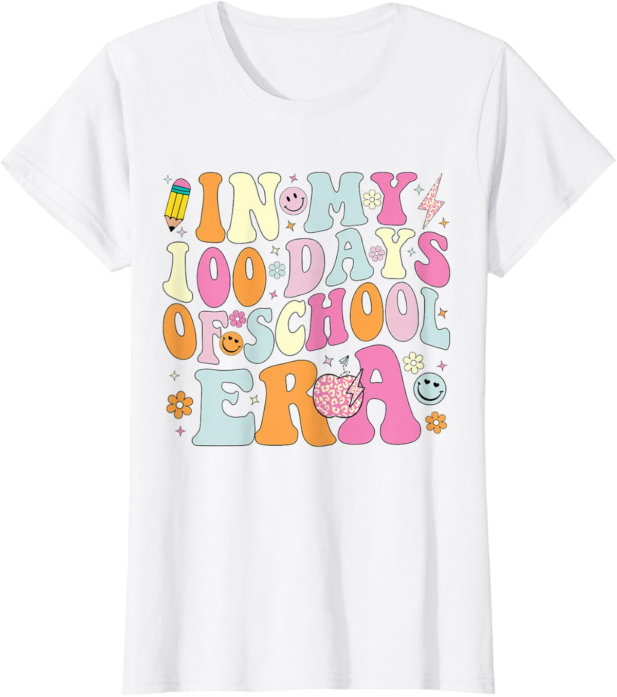 Groovy In My 100 Days Of School Era Cute 100th Day Of School Tee T-Shirt - White