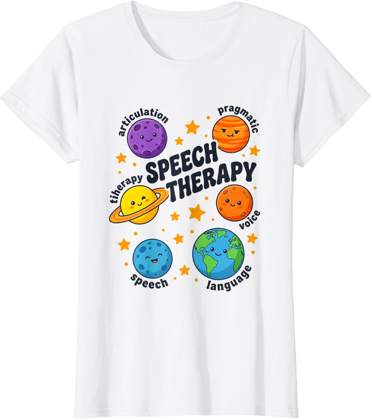 Speech Therapy Planets for Language Pathologists T-Shirt - White