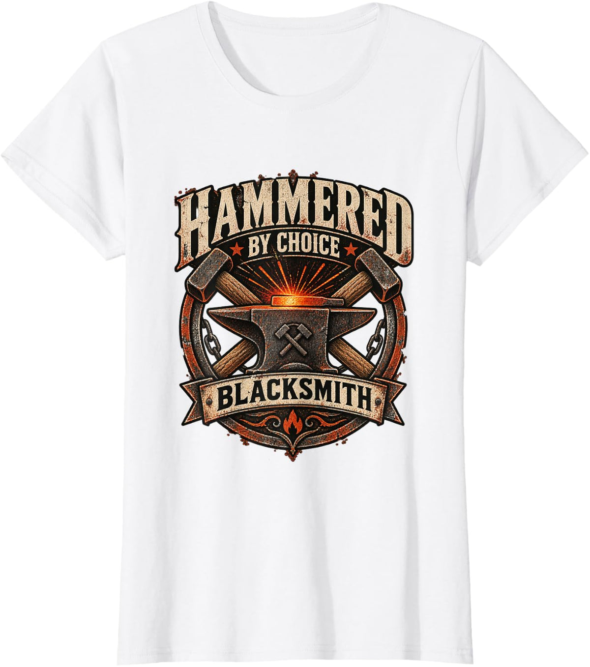 Hammered By Choice Funny Blacksmith Forging Humor T-Shirt - White