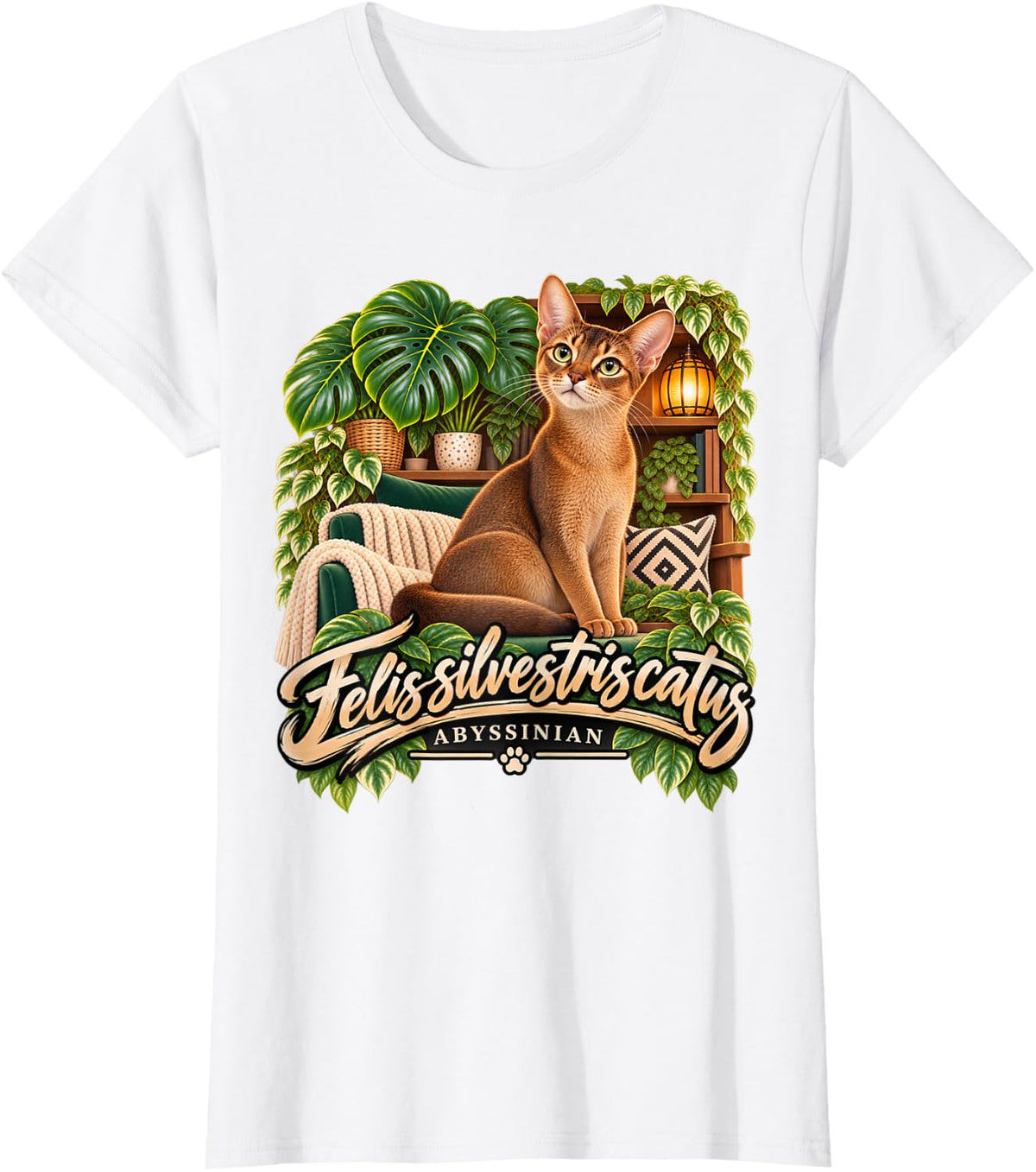 Abyssinian Cat Felis Silvestris Catus Kitten Owner T-Shirt - White