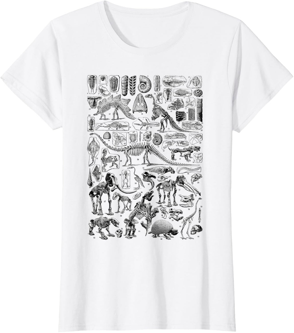 Vintage Dinosaur Fossils T-Rex Paleontology Tees Jurassic Period T Shirts - White
