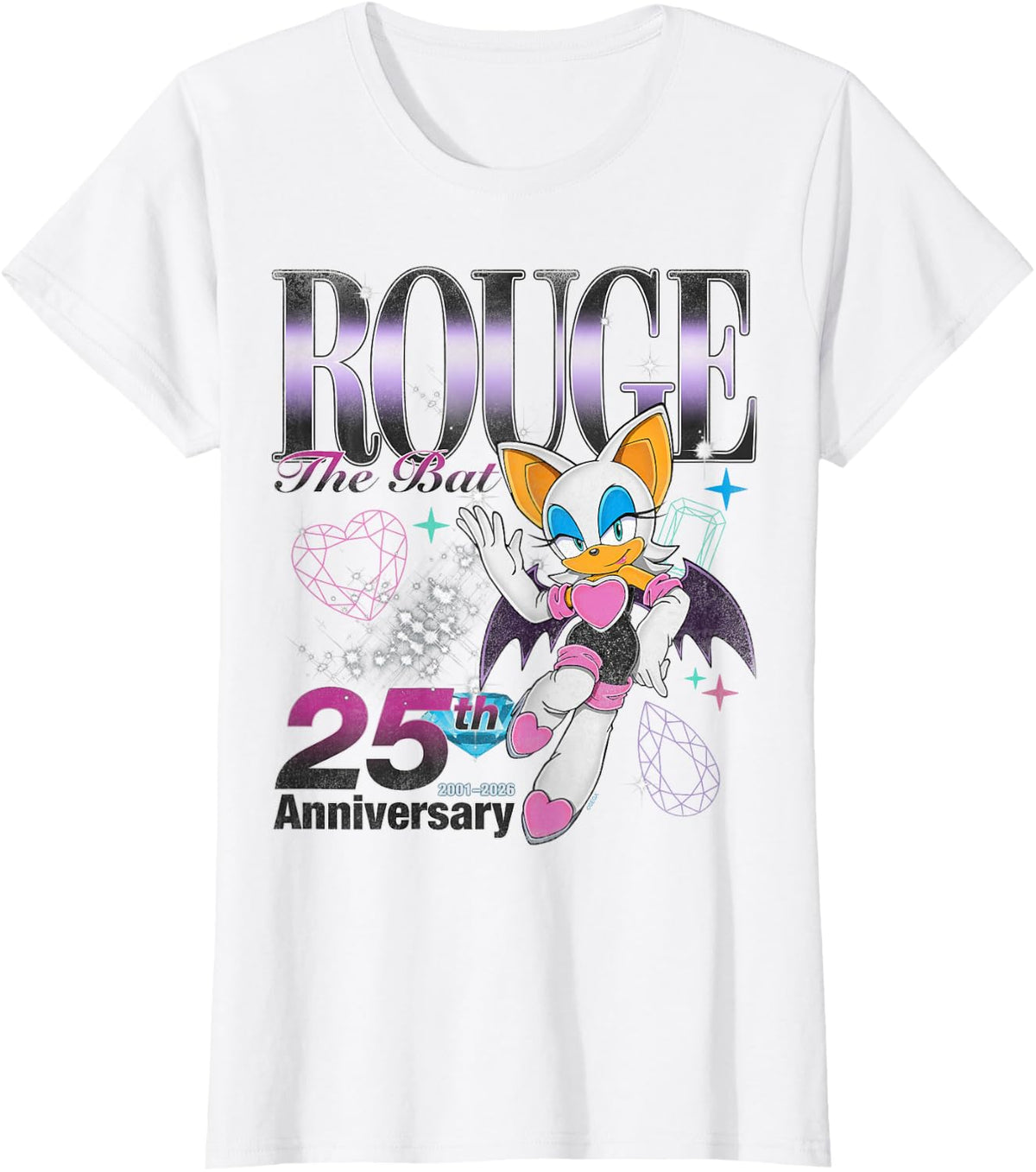 Sonic the Hedgehog Rouge 25th Anniversary Distressed T-Shirt - White