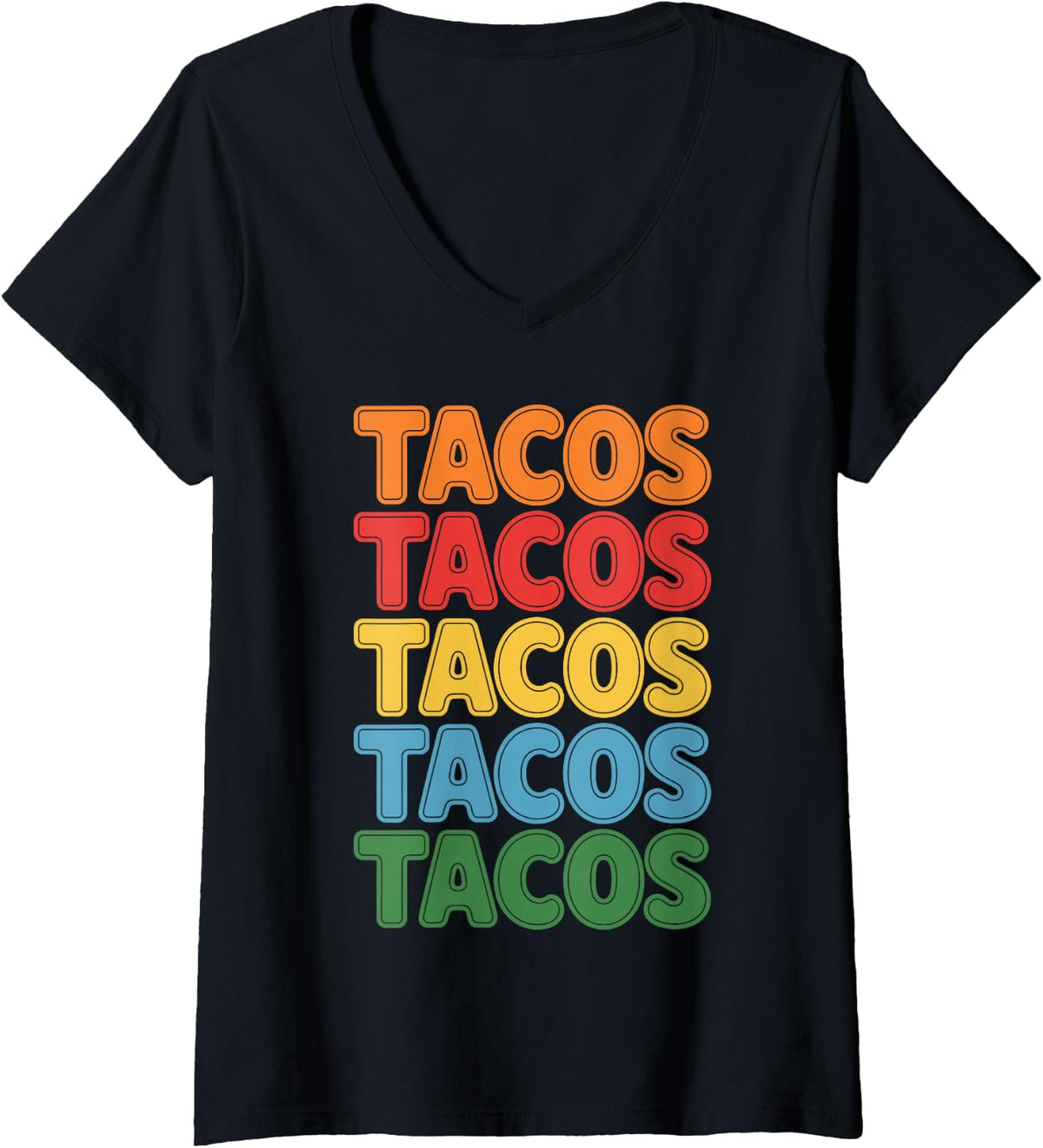 Women's Funny Taco Design for Men Women Cinco De Mayo Taco Tuesday V-Neck T-Shirt - Black
