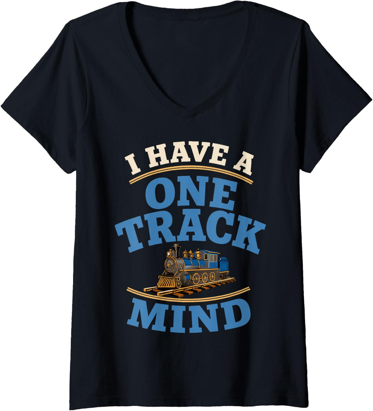 Women's Vintage Model Railway Hobby Train Collector Railroad V-Neck T-Shirt - Black