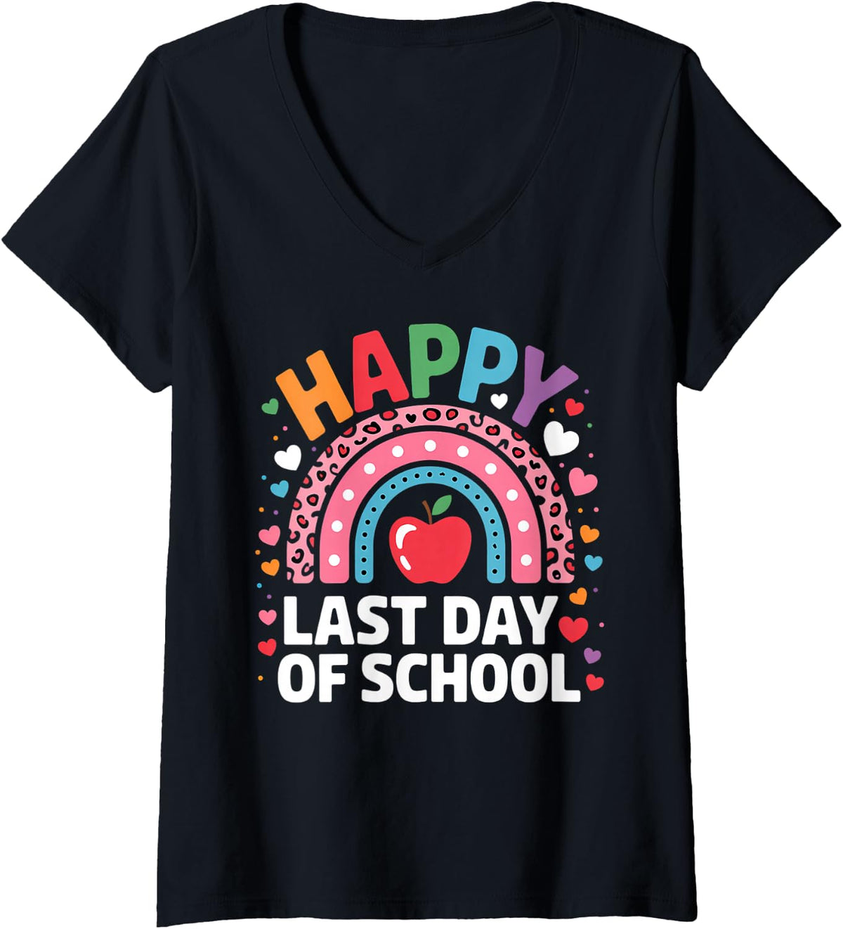 Women's Teacher Summer Last Day School Vacation V-Neck T-Shirt - Black