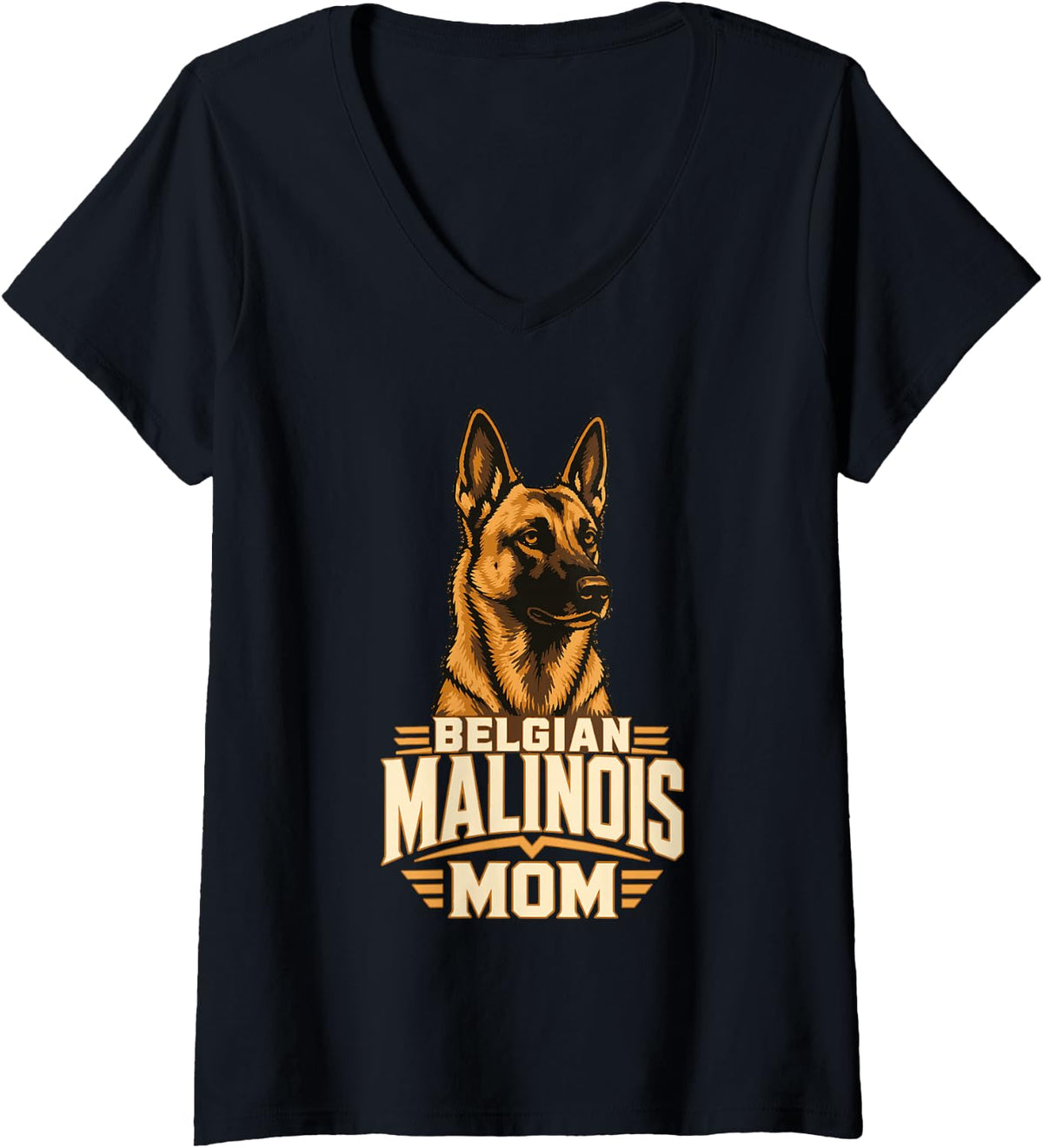 Women's Belgian Malinois Mom Dog Owner V-Neck T-Shirt - Black