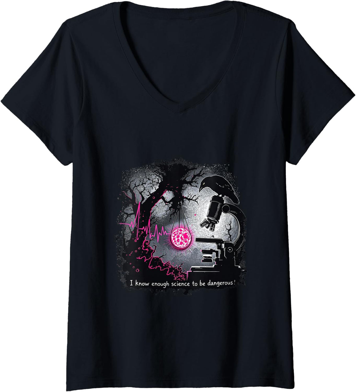 Women's I Know Enough Science to Be Dangerous – STEM Goth Design V-Neck T-Shirt - Black