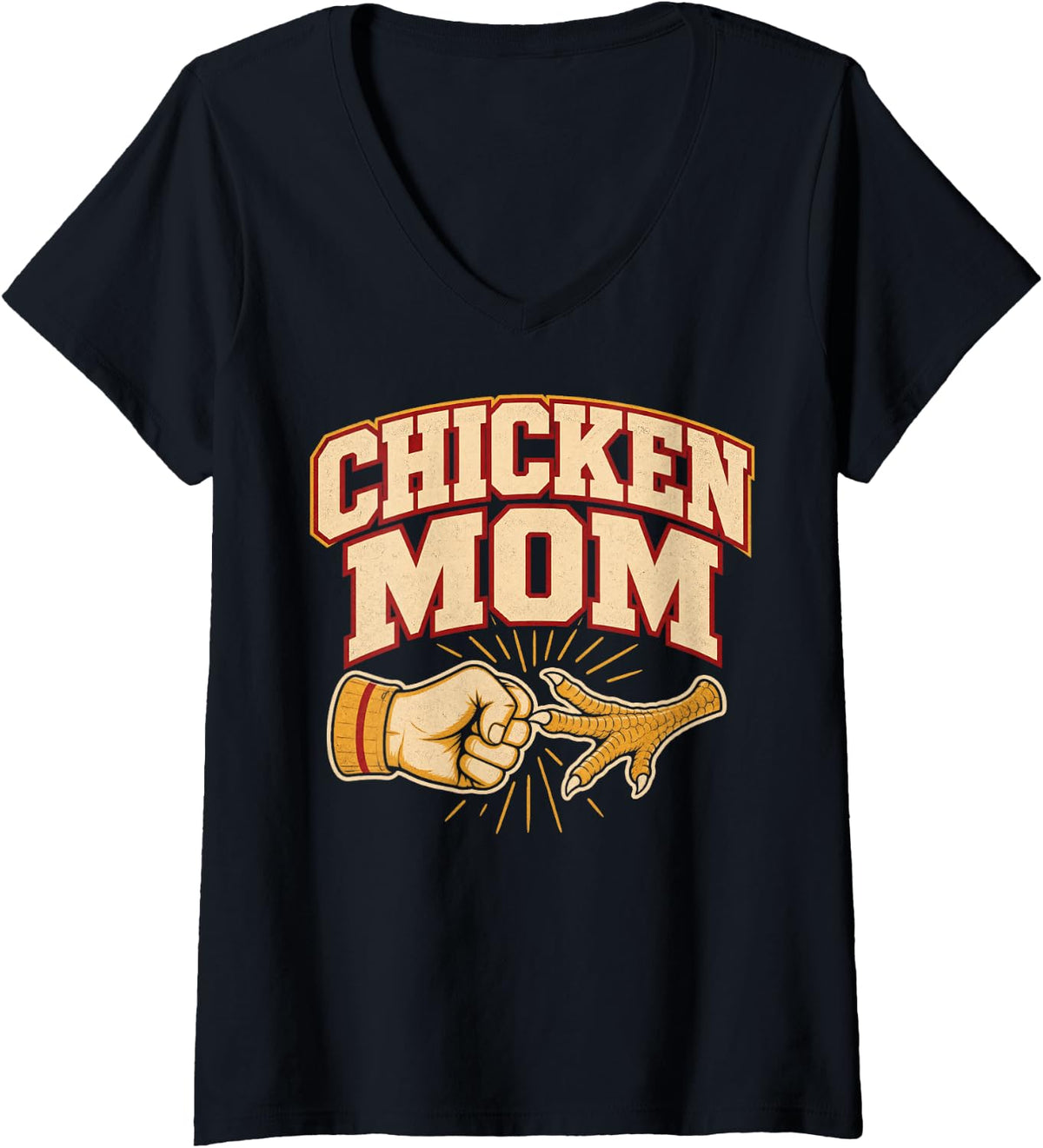 Women's Chicken Mom Hen Keeper Poultry Family V-Neck T-Shirt - Black