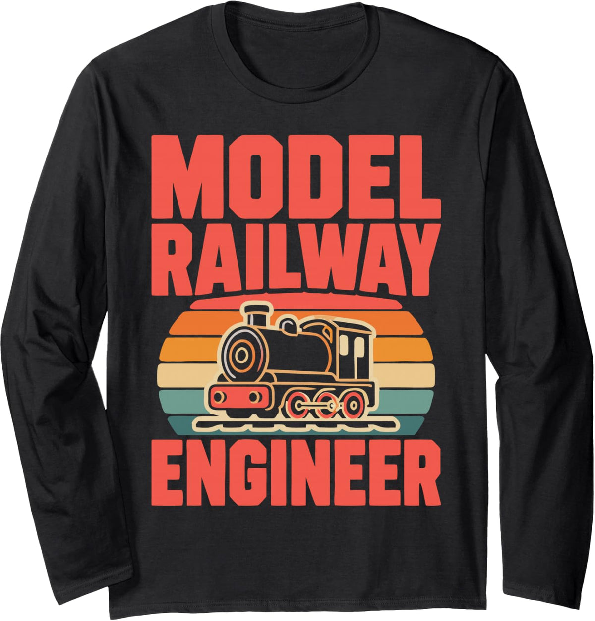 Funny Model Railway Hobby Train Track Builder Railroad Long Sleeve T-Shirt - Adult Unisex Black
