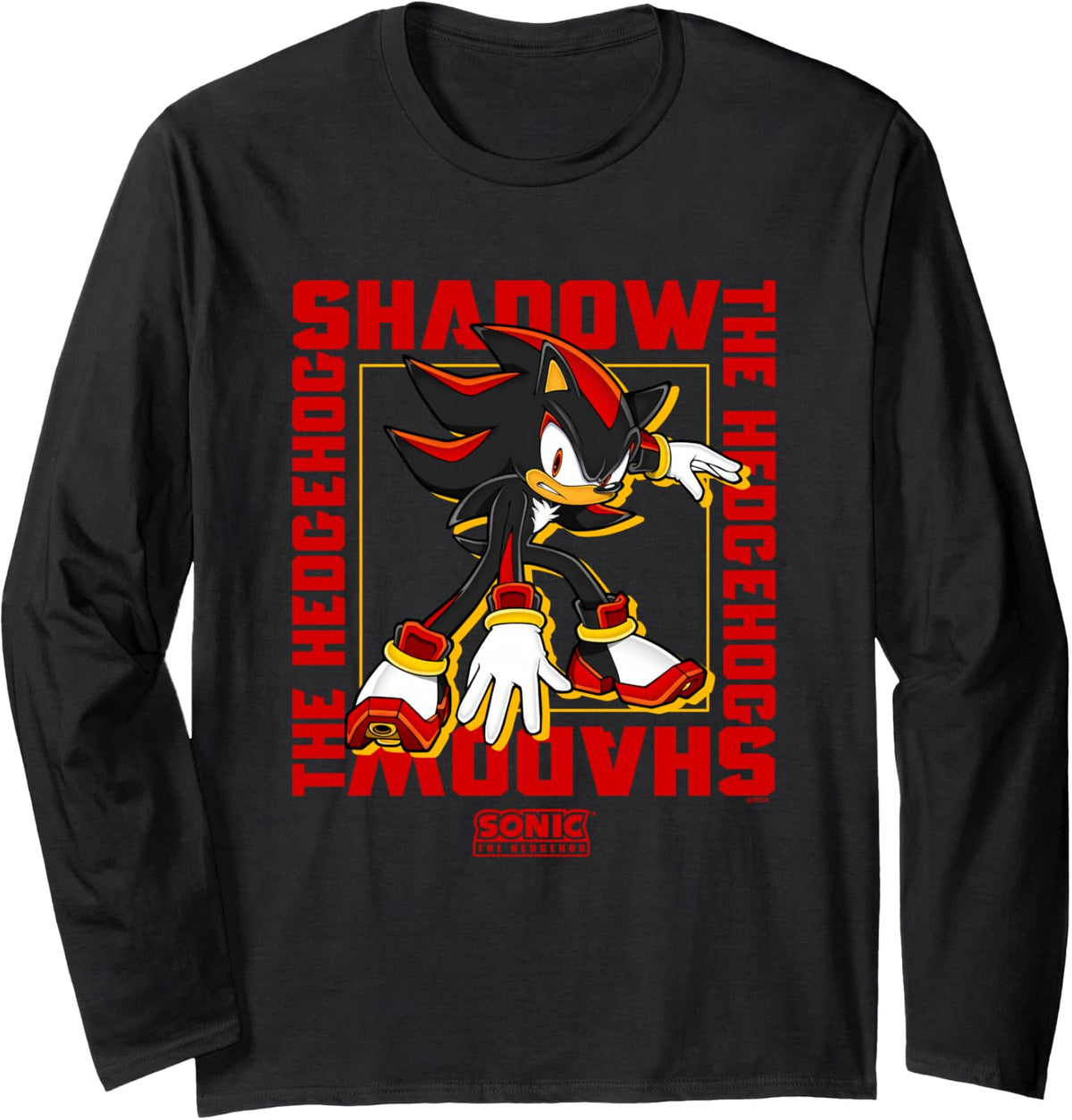 Sonic The Hedgehog Shadow The Hedgehog Epic Portrait Long Sleeve T-Shirt - Adult Unisex Black
