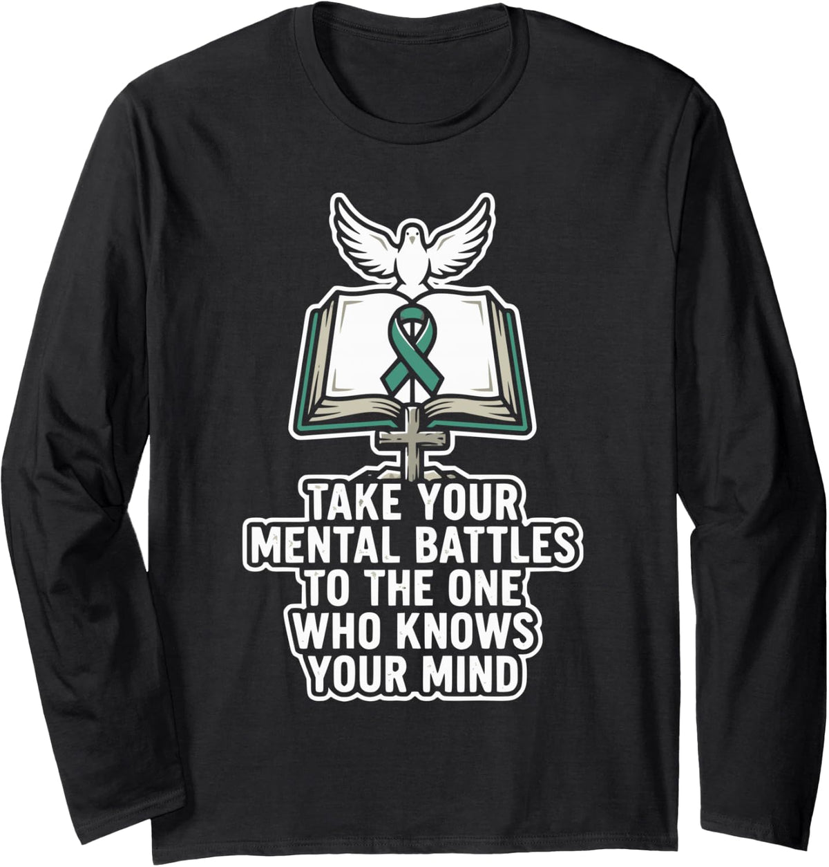 Mental Health Awareness Depression Christian Jesus Christ Long Sleeve T-Shirt - Adult Unisex Black