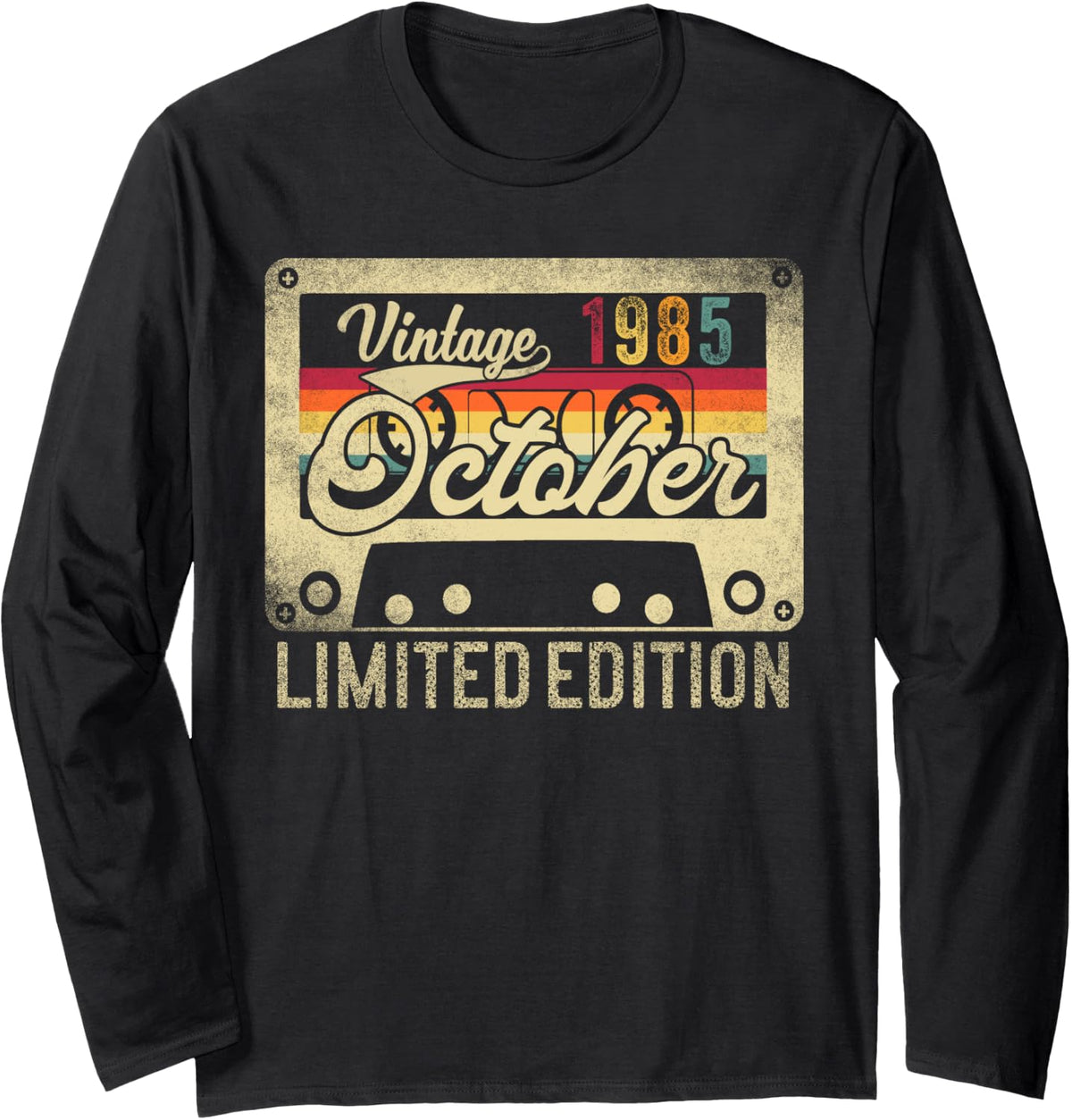 Vintage October 1985 Retro 41st Birthday Limited Edition Long Sleeve T-Shirt - Adult Unisex Black