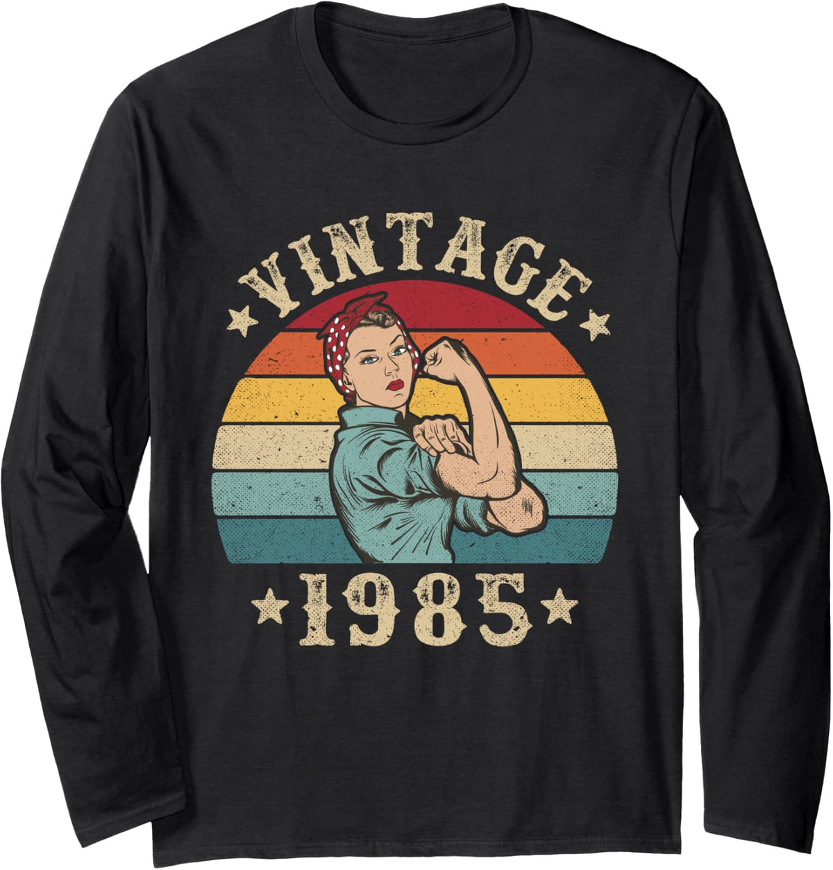 Vintage 1985 Birthday Women Born in 1985 Long Sleeve T-Shirt - Adult Unisex Black