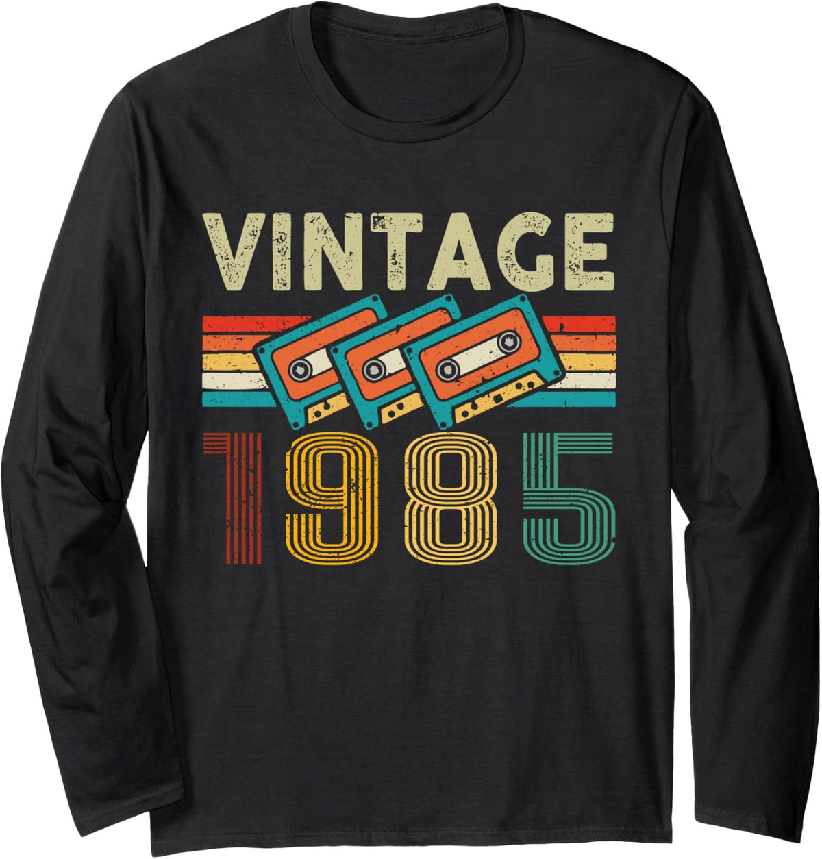 Vintage 1985 Classic Birthday Vintage 1985 Cassette Tape Long Sleeve T-Shirt - Adult Unisex Black