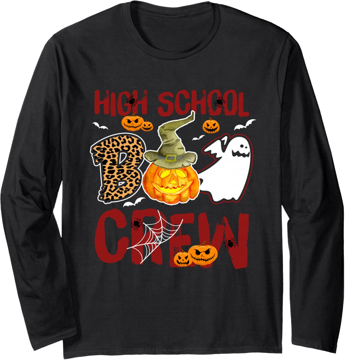 High School Boo Crew Halloween High Schooler Match Long Sleeve T-Shirt - Adult Unisex Black