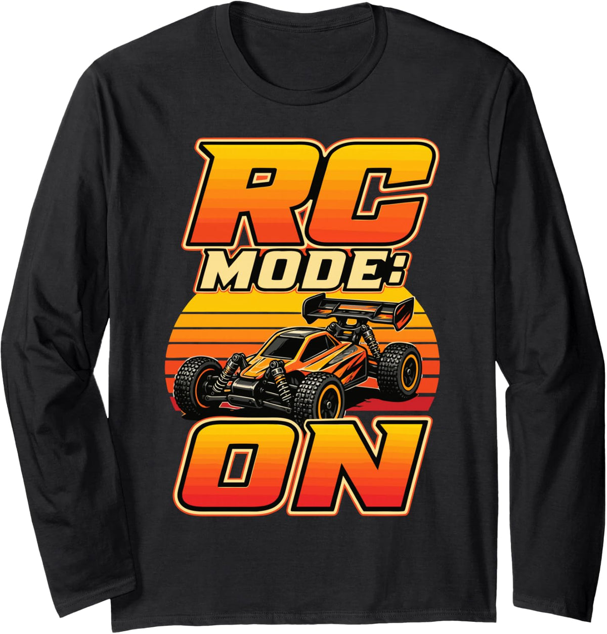 RC Car Racing Mode Remote Control Racer Long Sleeve T-Shirt - Adult Unisex Black